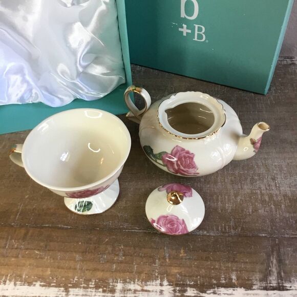 Burton and Burton Romantic Rose Cottagecore Regencycore Tea Pot Cup Saucer Set - Picture 9 of 10